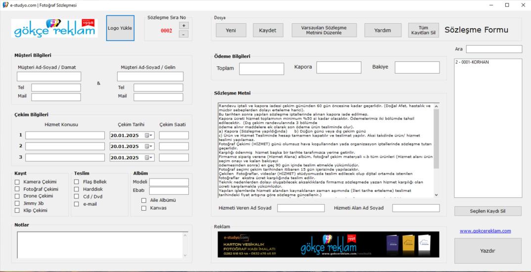 Fotoğrafçı Sözleşmesi (Windows)